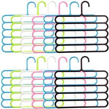 KITCHEN INDIA ® (Pack of 12 ) Clothes Hanger Wardrobe Storage Organizer Rack (Set of 5), 32l x 1b x 33h cm Plastic Trousers Pack of 12 Hangers For  Trousers
