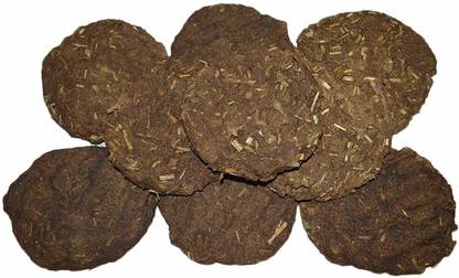 Infinite Green Original Cow Dung Cake Organic Gobar Ka Upla / Kanda for Hawan, Pujan & Religious Purpose (Round, 5 Inches)