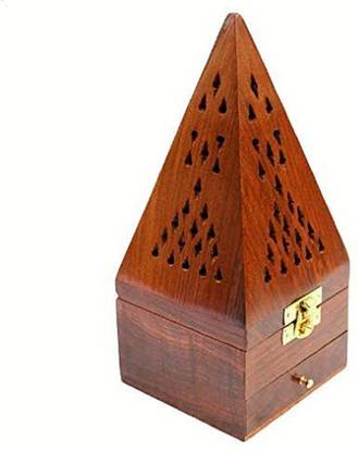 VDIX Wooden Handmade Wooden Incense Sticks Holder Wooden Pyramid Incense Box Fragrance Stand Holder Agarbatti Dhoop Wooden Incense Holder