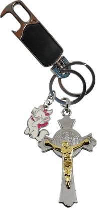 HANDSOME ISK High Quality Jesus Locking Hook Duel Opener plus with Pussy cat design fashionable accessories Key Chain
