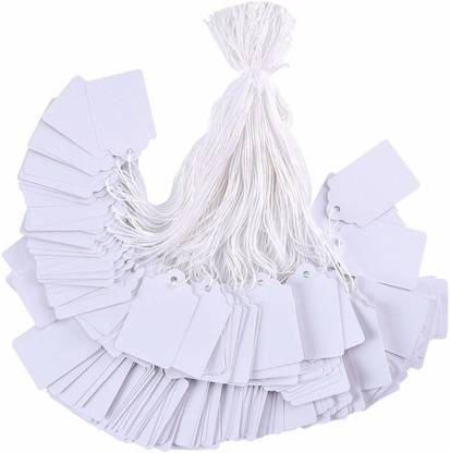 RTM Crafts White Tags with String Marking Strung Tags writable Tags Display Label NON-ADHESIVE Paper Label
