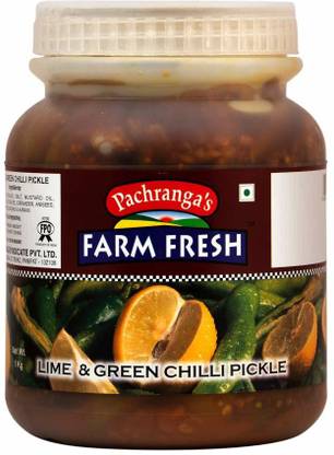 Pachranga's Farm Fresh Lime and Green Chilli Pickle (1 kg) Green Chilli Pickle