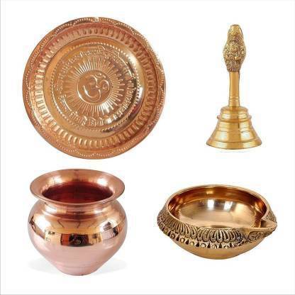 NAVYAKSH Complete Pooja thali set/Puja Thali combo Brass, Copper