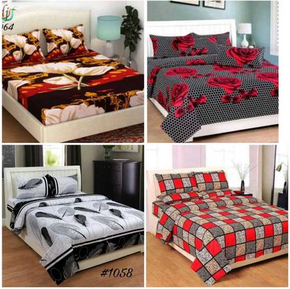 TEZZ 135 TC Polycotton Queen 3D Printed Flat Bedsheet