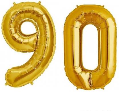 Style Mania Solid Golden Ninety '90' Number/Digit/Numerical Foil Balloon Letter Balloon
