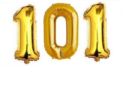 Stylin Solid Solid Golden '101' (Hundred & One) Number/Digit/Numerical Foil Balloon Balloon