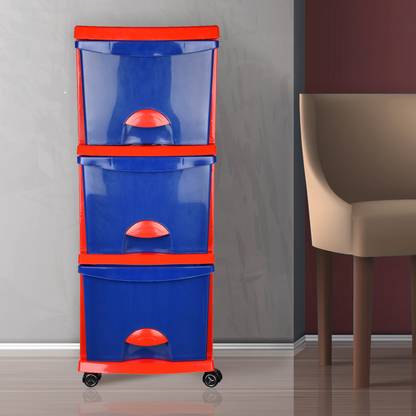 National Store-IT 250 Multipurpose Storage Drawer, Red Blue Plastic Free Standing Chest of Drawers
