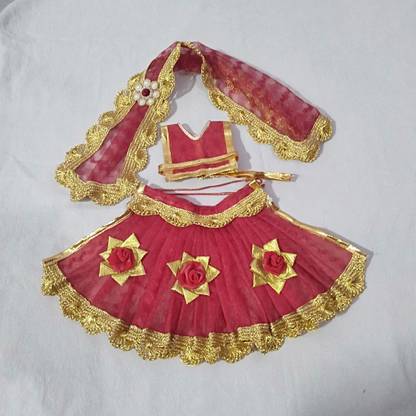 damodar krishna DAU JI DAMODAR NAVRATRI SPECIAL DURGA MATA RANI DRESS in Red color (set of 1 complete dress of Durga Mata) Dress