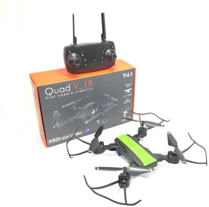 Mubco Quad V_18 Drone With 480p WiFi Camera & RC App Control Altitude Hold Fordable Selfie Drone Assorted Color Drone