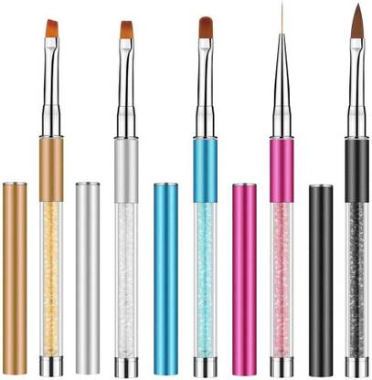 Royalkart 5 Pcs Nail Art Brush Pen Set For Acrylic False Nail Tip Builder, Nail Art Design Painting Liner Brushes Tool Set, For DIY Nail Art Salon & Home Use