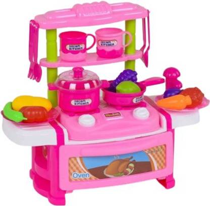 Kiddoo Pretend Play Dream Kitchen Cookware Interactive Simulation Play Set for Little Masterchef Junior with Light & Sound (Set of 24 Pieces)