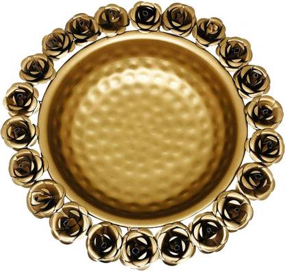 Jain Art Villa Rose Urli Table Decor golden Decorative Showpiece  -  21 cm