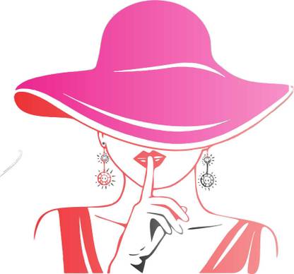 Sahaj Décor 21 cm Colourful Hat Girl With Silent Mode Magnetic Sticker
