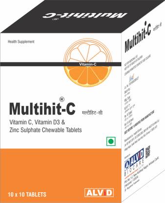 MULTIHIT VITAMIN C, VITAMIN D3 & ZINC SULPHATE CHEWABLE TABLETS