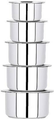 LIMETRO STEEL High Quality Stainless Steel Set of 5 Induction Base Tope Set / Cookware Set with lid Multipurpose Capacity (5 Pieces. 1 Ltr, 1.5 Ltr, 2 Ltr, 2.5 Ltr, 3 Ltr) Induction Bottom Cookware Set