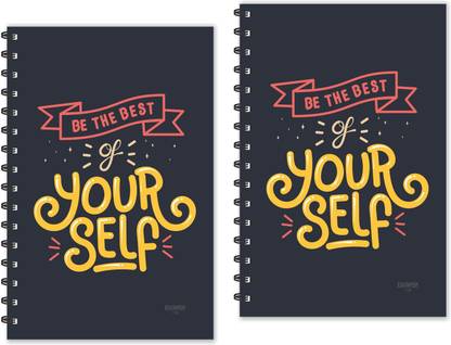 ESCAPER Be the Best of YOURSELF Motivational Quotes Diaries (Ruled - A5 Size - Pack of 2 Diaries), Inspiration Diaries A5 Diary Single Rule 160 Pages