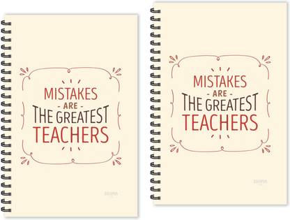 ESCAPER Mistakes are the Greatest Teachers Motivational Quotes Diaries (Ruled - A5 Size - Pack of 2 Diaries), Quotes on Diaries A5 Diary Ruled 160 Pages