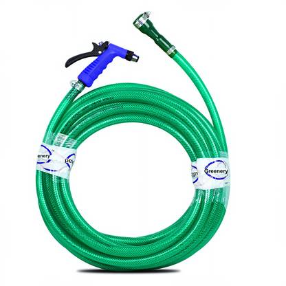 Greenery JS-9 20MTR PREMIUM BRAIDED HOSE GREEN 1/2" INCH WITH 8 MODE / PATTERN SPRAYER AND NOZZLE FOR MULTIPURPOSE USE SUITABLE FOR GARDEN, CARWASH, PETWASH Hose Pipe