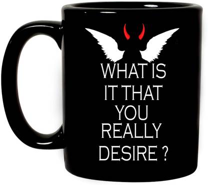 Just Moments Full Black Premium Quality Ceramic Coffee for Lucifer Lover, Printed on Both The Sides. (JM32) Ceramic Coffee Mug