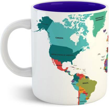 Alivana India World Map Bone China Coffee Mug