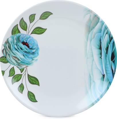 Golden Fish Kintchen-King Melamine Round Full Dinner plates & Quarter Plates (Pack of 8, Floral Print) (KC-F-QP-1-8) Dinner Plate