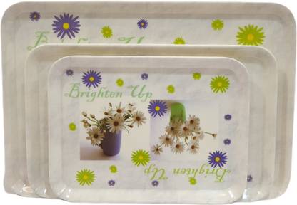 ULTRAWARE IMPORTED 100% PURE MELAMINE DESIRE TRAY SET OF 3 (SMALL, MEDIUM & LARGE) - BRIGHTEN UP Tray