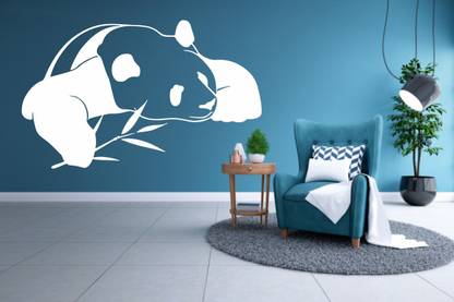 Byte Studio 60 cm Panda Wall Decal White sticker For Home décor(pvc vinyl white decal sticker)(93x58cm) Reusable Sticker