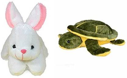 Toys Shop Cute & Attractive Stuffed Toy, White Rabbit|Turtle (Multicolor)  - 25 cm