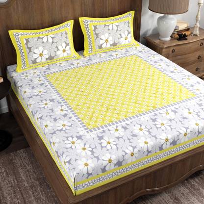 Flipkart SmartBuy 104 TC Cotton Double Jaipuri Prints Flat Bedsheet