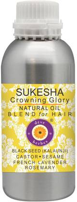 deve herbes Sukesha - Rosemary, French Lavender in Sesame, Castor & Black seed (Kalaunji) oil 100% Pure & Natural Therapeutic Grade for Personal Care Hair Oil