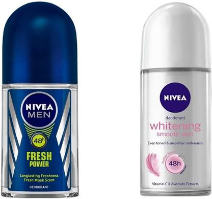 NIVEA FRESH POWER & WHITINING SMOOTH SKIN =#432 Deodorant Roll-on  -  For Men & Women