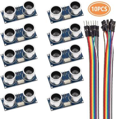 Robotronics HC-SR04 Ultrasonic Sensor Distance Module for Arduino UNO MEGA2560 Nano Robot XBee ZigBee (Pack of 10 ) With Male To Female Jumper Wire Security Circuit and Motion Detector Electronic Hobby Kit