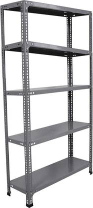 Spacious CRC Sheet 5 Shelf Slotted Angle Rack, 15x36x71 Inch, 20 Gauge sheet, 14 Gauge Angle Luggage Rack Luggage Rack