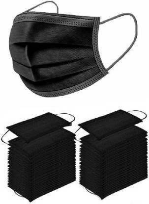 Kiraro Breathable/Comfortable/Disposable Face Masks with 4-Layer Protection With Comfortable Ear loop (With Nose Pin) 4 Ply Black Surgical Mask (Pack of 100) Surgical Mask With Melt Blown Fabric Layer