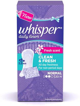 Whisper Clean and Fresh Daily Liners 20 Count Sanitary pads for women Pantyliner