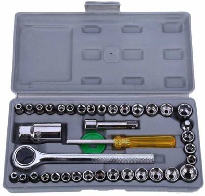 Gunsagar Enterprise Gunsagar 40 Pc Socket Tool Kit Socket Set Socket Set (Pack of 40) Long Handle Screwdriver Set