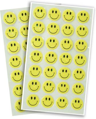 Ovicart 3.81 cm Smiley Sticker sheet Self Adhesive Sticker
