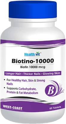 HealthVit Biotino-10000 Biotin 10000mcg 60 Tablets