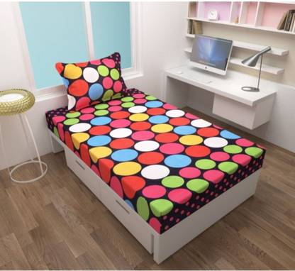 KHWAISH KOLLECTION 180 TC Polycotton Single Printed Flat Bedsheet