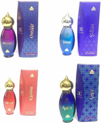 AROCHEM Taj Amir, Kareem, Omaar & Sultan Arabian Attar Long Lasting Combo Of 4 Floral Attar