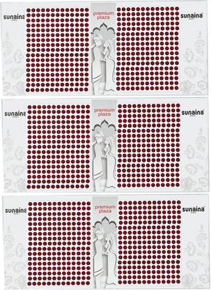 SUNAINA Premium Plaza Maroon Outline Size -5 Bindis for Women FOREHEAD Maroon Bindis