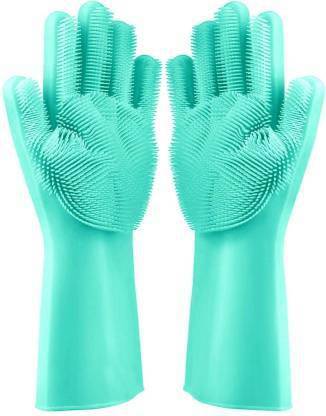 Aric aRIC Silicon Household Safety Wash Scrubber Heat Resistant Kitchen Gloves for Dish washing, Cleaning, Gardening Wet and Dry Glove (Free Size) (Pack of 1) Wet and Dry Disposable Glove