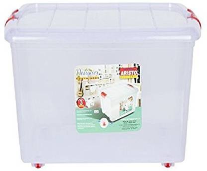 Aristo Multipurpose Plastic Container with Wheels 25 LTR (Transparent) Storage Box
