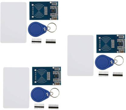 Grahikum MFRC RC522 RFID-RC522 RF IC Card Reader Sensor Module S50 13.56MHz RFID Smart Card RFID Chip Key Ring Module (Pack of 3) Electronic Components Electronic Hobby Kit