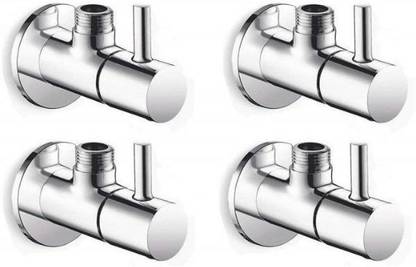 Floyd FLY Pack Of 4 FLY Angle Cock Square with Wall Flange Chrome Bathroom Faucets Taps and Faucet Angle Valve Angular Stop Cock Wash Basin Tap Angle Valve for Bathroom Geyser Tap Angle Cock Faucet FLYAV Angle Cock Faucet