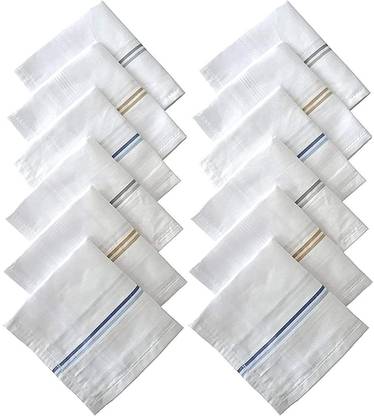 InfiZone 100% Cotton Premium Collection Handkerchiefs For Men ["White"] Handkerchief