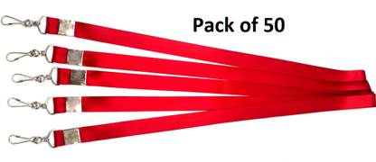 CLICK N HOME Lanyard for ID CardsBadges with J-Hook Red Color Pack of 50 Lanyard