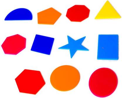 THE LABWORLD Geometric shapes set of 36 pcs plastic for drawing colorful shapes for kids activity learning mathematics kit montessori manipulatives for early childhood material