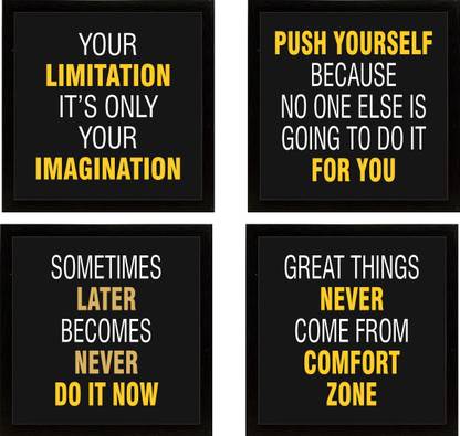 GRAYSTAR Motivational inspirational Quotes great things never come painting sticker poster Frame Wall for Office Home study room Decor with - Set of 4 Digital Reprint 10 inch x 10 inch Painting