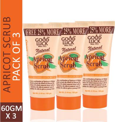 Goodluck Natural Apricot Scrub Leaves your Skin Fresh and Alive (Pack of 3) Scrub